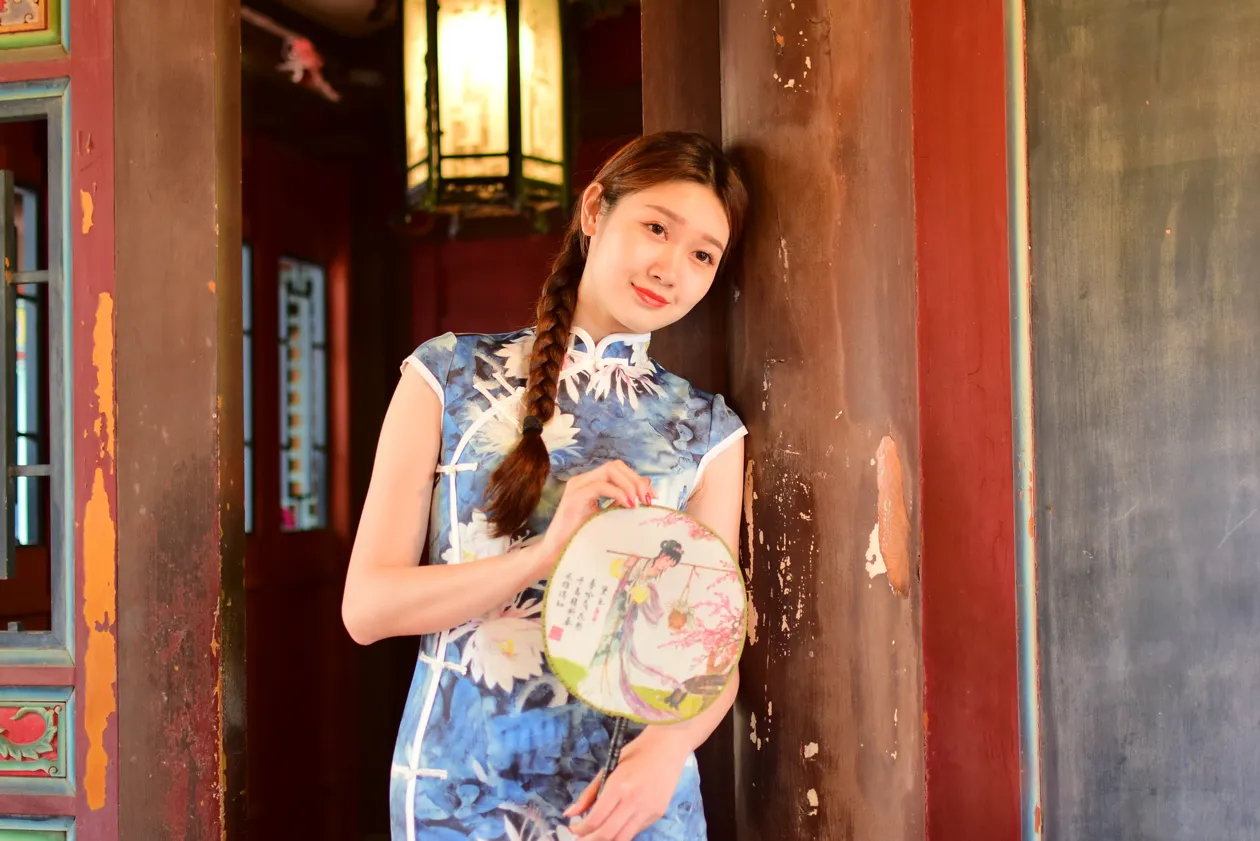 [Mzsock] NO.174 USD High-cut long cheongsam with white high heels and beautiful legs street photography#[105P]-76