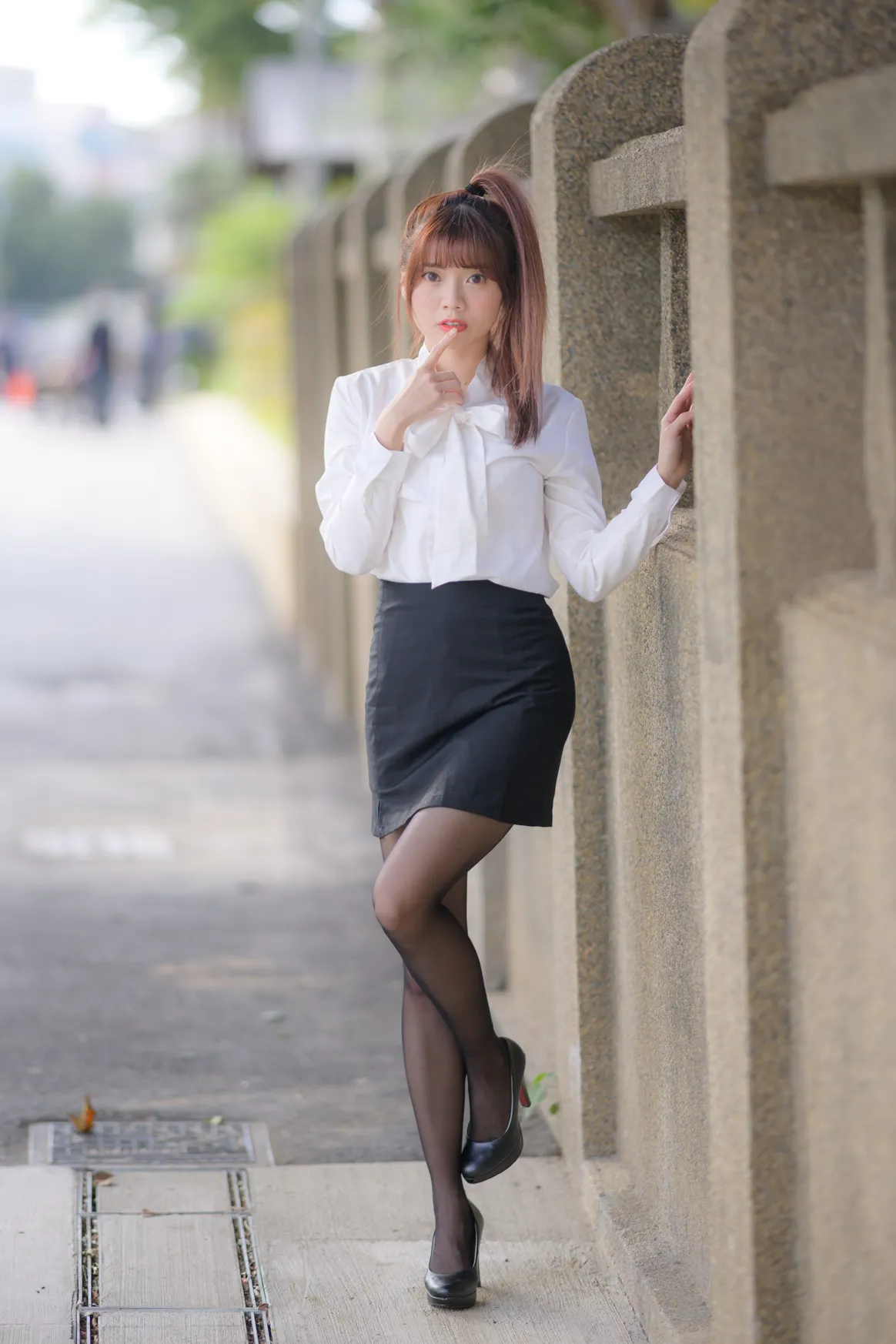 [Mzsock] NO.237 OL black silk uniform high heels street photography#[105P]-1