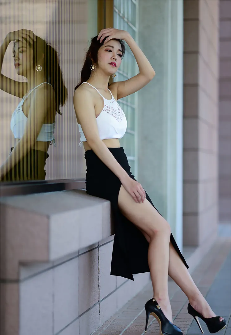 [Mzsock] NO.162 Sasha belly-baring high-cut long skirt with high heels and beautiful legs street photography#[105P]-77